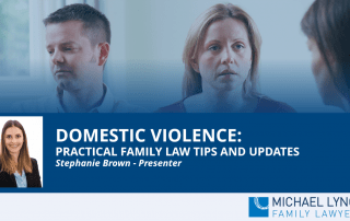A screenshot of a webinar "Domestic Violence: Practical family law tips and updates"