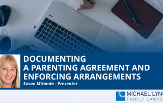 A screenshot of a webinar "Documenting a parenting agreement and enforcing arrangements"