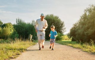 Grandparents rights. Accompanying image: Senior man and happy child running outdoors